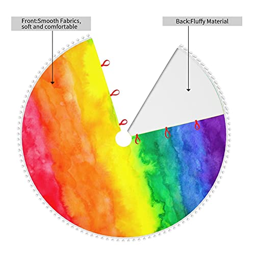 Christmas Tree Skirt Rainbow Wash 30 Inch Plush Xmas Tree Skirt Santa Tree Mat Festive Holiday Party Home New Year House Decorations #TOP1