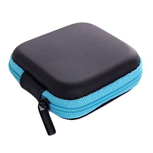 Gysad Geldbörse Headset-Tasche PU Rechteck-Reißverschluss für Münzen,Kleingeld,Schlüssel und kleine Sache Damen Mädchen Geschenk(Blau) 7.5 * 7.5 * 2.5CM Cover