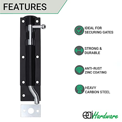 EAI Heavy Duty Necked Tower Bolt, Black, 6 Inch - Image 2