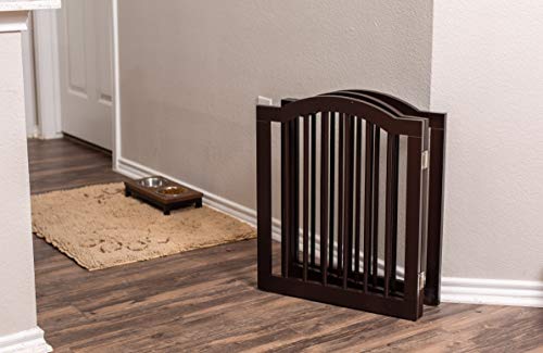 Internet's Best Pet Gate With Arched Top - 3 Panel - 24 Inch Step Over Fence - Free Standing Folding Z Shape Indoor Doorway Hall Stairs Dog Puppy Gate - Fully Assembled - Espresso - Mdf #TOP4