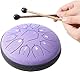 Zungentrommel, 6 Zoll 11 Noten D-Dur Steel Tongue Drum mit Musikbuch, Trommelschlägeln, Steel Pan Töne Schlaginstrument Schlagzeug Anfänger für Meditation Yoga (Lavendel, 6 Zoll, 11 Töne)