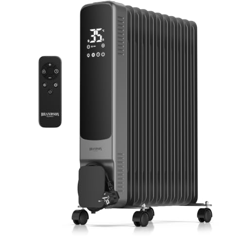 Brandson – Ölradiator 2500 Watt ECO Design – energiesparend - Temperatur 5 bis 35 °C mit Thermostat – für große Räume - Frostschutz Modus – Fernbedienung – Kindersicherung - elektrische Heizung