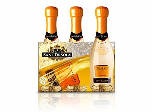Sant'Orsola - Mini Bottiglie Prosecco D.O.C. Millesimato Extra Dry, da Uva Glera, Gusto Fresco con Note Fruttate, 3x200 ml