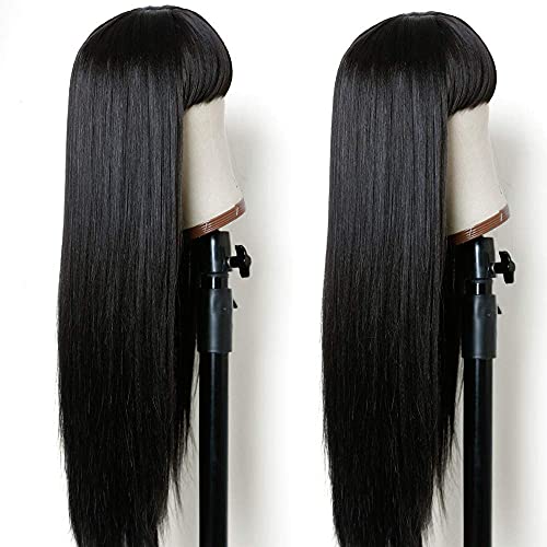 Timanzo VVAN-M-S2-24 Long Straight Remy Hair Wigs Natural Black Heat Resistant Fiber Hair Full Machine Wig With Bangs Cosplay Party Wig thumb #3