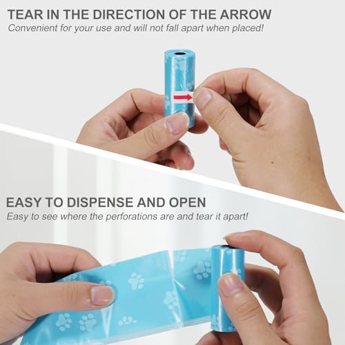 Image of Small Cat Dog Poop Bags, Cat Litter Pet Waste Bags Refuse Cleanup, 12 Dog Poop Rolls Thick, Leakproof, Easy to Use, Doggie Poop Bags Pet Travel Supplies - Blue (180 Bag)