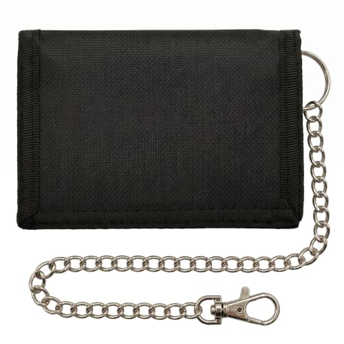 Imagen de Cartera Hombre con Cadena Antirrobo de Tres Pliegues para Viajes y Diario Tejido Oxford Impermeable