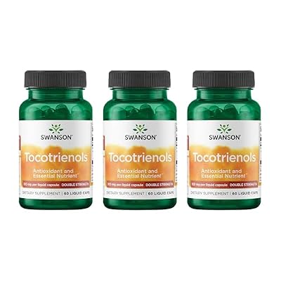 Swanson Double Strength Tocotrienols Antioxidant Supplement for Heart-Health-Conscious Adults with Delta- and Gamma-Tocotrienols (60 Liquid Capsules, 100 mg Each, 3 Pack)