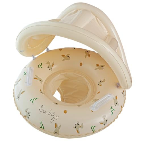 Baby Pool Float With Canopy, Kids Floating Rings with UV Sunshade Canopy, PVC Comfortable Adjustable Float Trainer for Babies and Kids, Perfect Pool for 6-36 Months