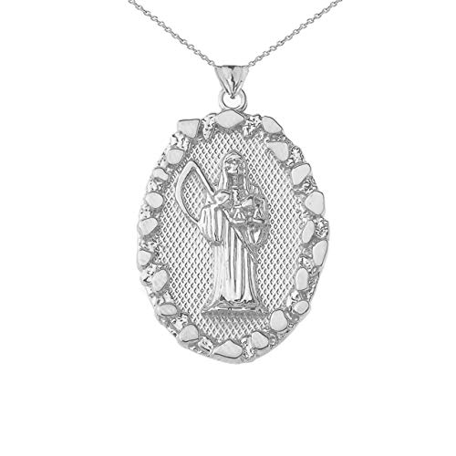 Fine Sterling Silver Santa Muerte Nugget Pendant Necklace, 20"