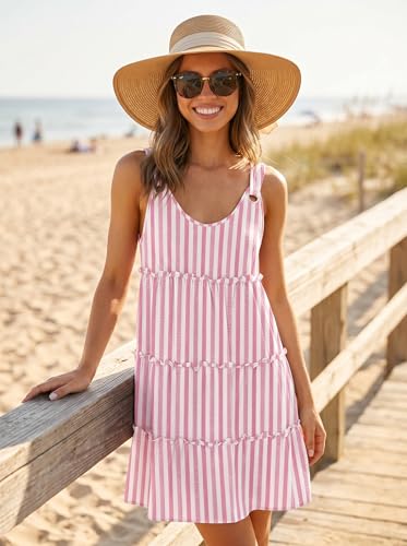 Image of ETCYY Sundresses for Women 2026 Vacation Swimsuit Cover Ups Boho Floral Beach Dress T-Shirts Tank Dresses