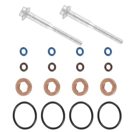 Car Injector Seal Kit for Audi VW Injector, Fuel Injector Seals Repair Replacement Kit MK7 2.2 2.4 3.2 TDCI 6C1Q-6K780-AB, with Ford Fiesta, Iron and Rubber Material, Black and Silver