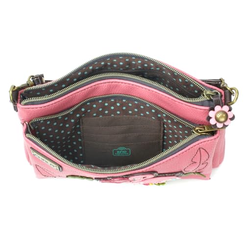 Chala RFID Protected Vegan Leather Deluxe Crossbody Bag Multi-Color (Pink_ flamingo)4