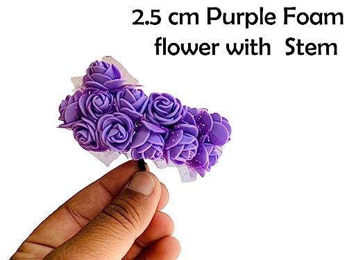 creative balloons Purple Foam Roses with Stem Lace Edge 144 Pcs Fake Flowers Artificial Roses for Decoration DIY Crafts Rose Bouquet Flower Buds Wedding Party Foam Rose Garland Pack of 1 - Image 2