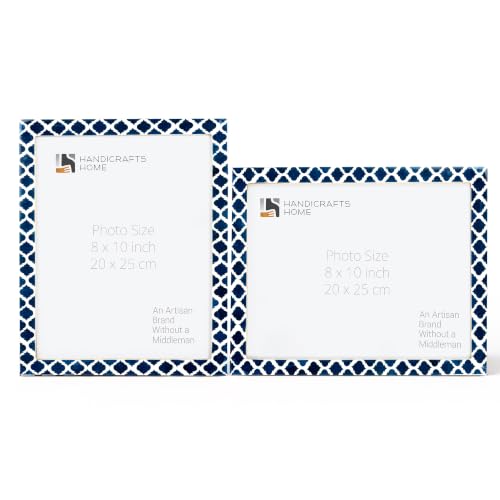 Handicrafts Home Decorative Resin Inlay Blue Picture Frame Set of 2, 8x10