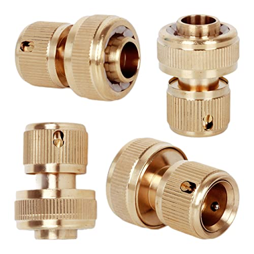 YAAVAAW Brass Garden Tap Hose Connector Outside Connectors Kit,Hose End Quick Connect Fitting 3/4'' Pipe Connector,1/2 & 3/4 Inch 2-in-1 Threaded Adapter for Watering,Car Washing - Image 4