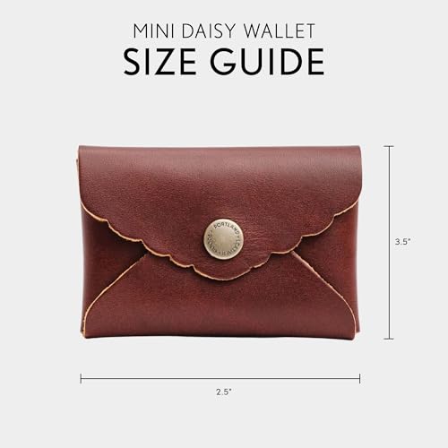 Image of Portland Leather Goods Mini Daisy Wallet for Women - Handmade from the Finest Full-Grain Hides - Features Envelope Design with Snap Closure - Cognac