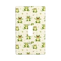 Frog Green Cute Print Light Switch Cover Plate, 1- Gang Standard Size 4.5\" x 2.76\", Decorative Toggle Wall Plate Covers, Unbreakable Polycarbonate Thermoplastic