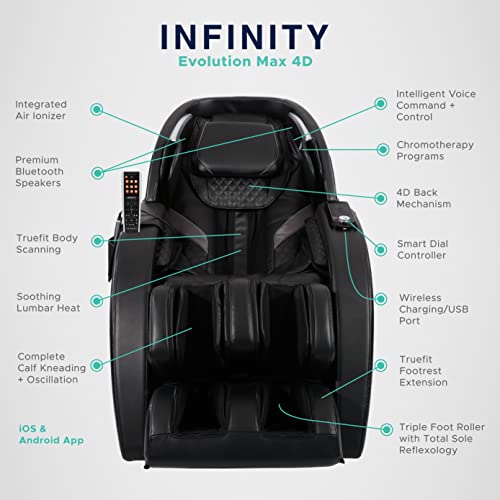Infinity Evolution Max 4D Massage Chair, Full-Body Zero-Gravity Chair, (Black/Black) - Image 4