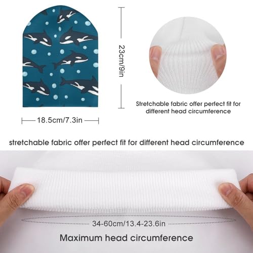 Whale Animal Pattern Kids Beanie Hat for for Girls Boys Children Cap Winter Knitted Chemo Cancer Headwear Accessories Gifts Decoration Black2
