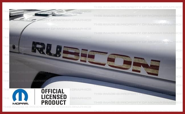 Miniatura 4 de Decal Mods Rubicon - Calcomanías gráficas para capó para Jeep Wrangler JK Rubicon (2007-2018), bandera de Estados Unidos envejecida (juego de 2)