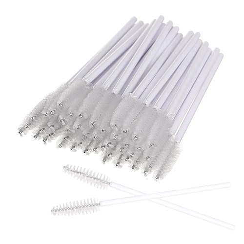 AIBAOBAO 100 PCS White Eyelash Brushes - Eyebrow & Eyelash Extension Brushes for Extensions, Eye Brow Spoolie Castor Oil Brush Mascara Wands Cosmetic Spoolies Makeup Tools