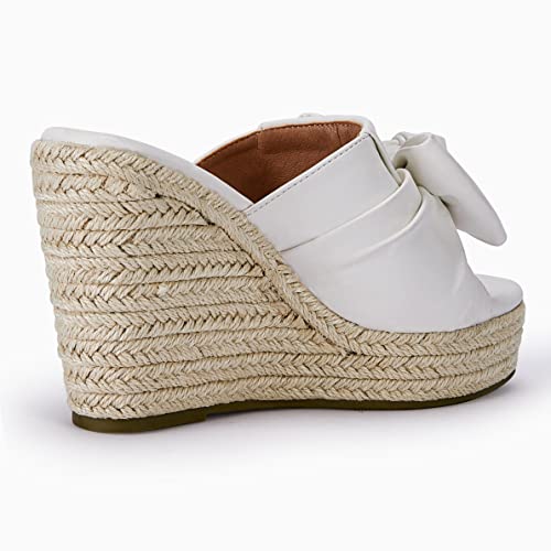 Image of PiePieBuy Womens Platform Espadrilles Slip On Wedge Sandals Bow Tie Open Toe Slides Shoes