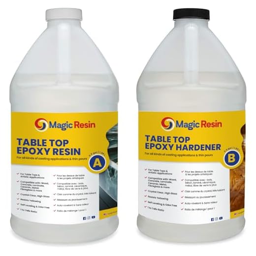 Magic Resin | 1 Gallon (3.8 L) | Premium Quality Clear Epoxy Resin Kit | Non-Toxic | High Gloss Thick Clear Coat | for Table Tops, Bar Tops, Counter Tops and Artworks | 100% Solids