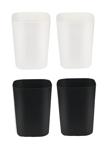 Besli Cubo de basura pequeño de 2 galones para baño, dormitorio, cocina, oficina (blanco + negro, paquete de 4)