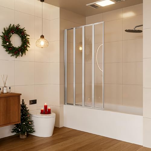 Folding Pivot Bathtub Shower Door Chrome