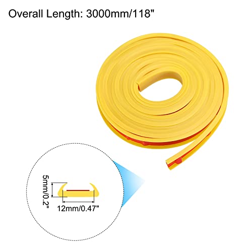 Image of uxcell U Shape Furniture Edge Banding, 3 Meters Self Adhesive Flexible Edging Trim, 5x12mm TPE Edge Guards for Cabinets Furniture Repair Restoration, Yellow