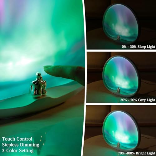 Image of NYRWANA Table Lamp | USB Powered | Home Decor, Lamp, Lamps for Bedroom and Living Room, Magical Aurora Lighting Effect, 3 Colour Touch Control, Plug and Play Design (White)