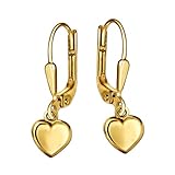 kinder ohrringe gold herz hochwertige Qualität und Lieferung inklusive Schmucketui - eine schöne Geschenkidee zum Geburtstag, als Weihnachtsgeschenk oder anderem Anlaß!