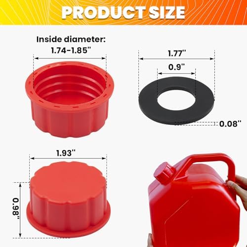 4 PCS Universal Gas Can Cap Replacement - Coarse Thread Fuel Tank Lid Fits 1/2/5/10+ Gallon Gas Cans, Compatible with Midwest, Briggs & Stratton, Scepter & Most Plastic/Metal Jerry Cans - 1
