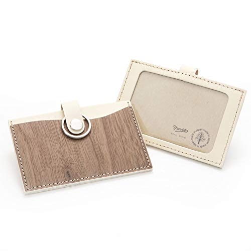 [VARCO REAL WOOD] ID card holder IDケース IDホルダー 定期入れ パスケース メンズ レディース 本革 レザー 日本製 アイボリー