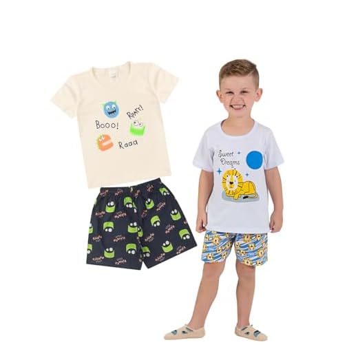 Kit 2 Pijamas Infantil Menino Verão em Meia Malha Estampado (Sortidas, 4)