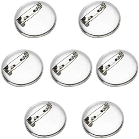 Amosfun 100pcs Silver Brooch Clasps Pin Disk Base Disc Blank Thicken Cabochon Trays for Badge DIY Jewelry Craft Making Decoration Accessories 2.5cm
