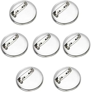 Amosfun 100pcs Silver Brooch Clasps Pin Disk Base Disc Blank Thicken Cabochon Trays for Badge DIY Jewelry Craft Making Decoration Accessories 2.5cm