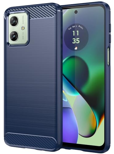 Folmecket Moto G64 G54 G54 Power G54 Power Edition Case Carbon Fiber Scratch Resistant Shock Absorption Soft TPU Rubber Protective Cell Phone Cover for Moto G64 2024 6.5 Blue