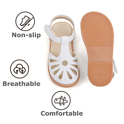 Image of THEE BRON Toddler Girls Closed-Toe Sandals Sweet Retro Cutout Summer Dress Shoes