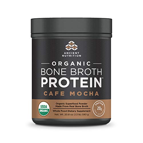 Ancient Nutrition Organic Bone Broth Protein Powder, Café Mocha Flavor, 17 Servings Size - Organic, Gut-Friendly, Paleo-Friendly