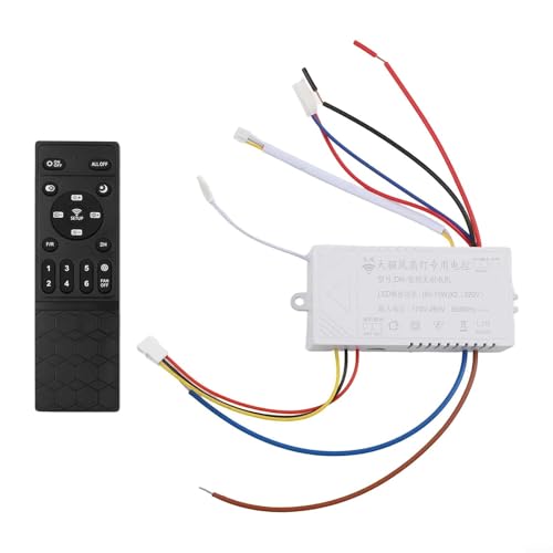 Télécommande de ventilateur de plafond CC à fréquence variable 6 vitesses pour lumières LED et vitesse du ventilateur standard britannique (tête secouante étoilée)