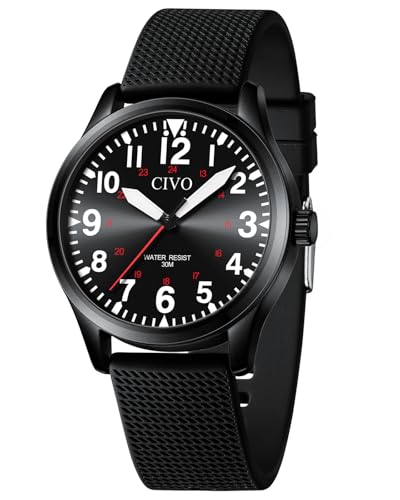 CIVO Herren Uhren Wasserdicht Armbanduhr Analog Quarz Große Zahlen Leuchtend Militär Sport Outdoor Leicht zu Lesen Geschenk