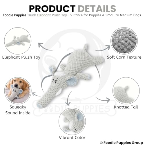 Image of Foodie Puppies Interactive Dog Squeaky Plush Toy (Grey Elephant) | Cotton-Stuffed, Chew Toy for Teething, Cuddling, Playing & Training for Puppies and Small to Medium Dogs