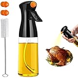 Oil Sprayer for Cooking, Olive Oil Sprayer Mister, Oil Spray Glass Bottle, Food Grade Oil Spritzer for Kitchen, Air Fryer, Baking, Salad, BBQ, 7oz/200ml Black