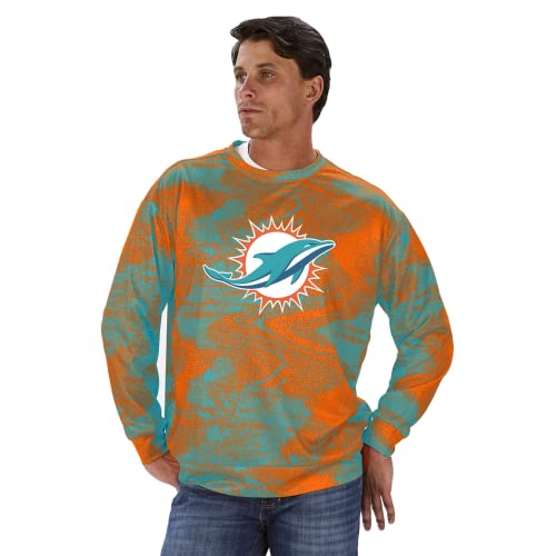Zubaz NFL Men's Static Crew Neck Sweatshirt, Miami Dolphins Medium