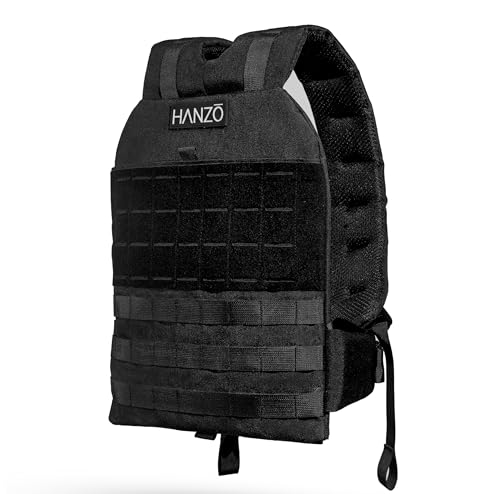 Hanzo Weighted Backpack for Rucking, Fitness Training, Hiking, Walking, Workouts. Adjustable Rucksack Weight Plate Backpack
