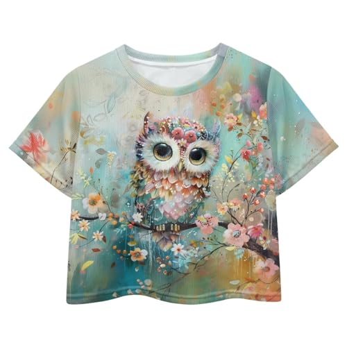 Image of 4th of July Shirt for Girls 7-8 Years US Flag Crop Tops Kids Outfit Independent Day Graphic Tee-