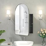 Picture of 20x31 Inch Arched Medicine Cabinet with Mirror - Metal Framed Recessed Bathroom Storage, Recessed Arched Medicine Cabinet for Bathroom ,Oil Rubbed Nickel Finish, Rust-Resistant ,Adjustable Shelves