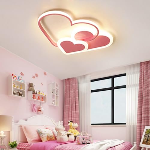 Lanekd LED Lámpara de Techo Para Habitación Infantil Moderno de Corazones Diseño pantalla acrílica para niños niñas jóvenes dormitorio decoración de techo regulable salón cocina comedor Lámpara