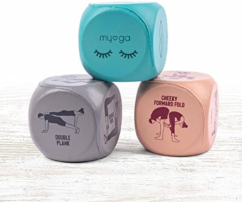 Myga Yoga Dice - Set of 3 Dice with Partner Yoga Poses and Actions for Exercise, Fitness and Full Body Workout - Soft & Lightweight Dice great for Travel and Family Fun - Ideal for Gifting